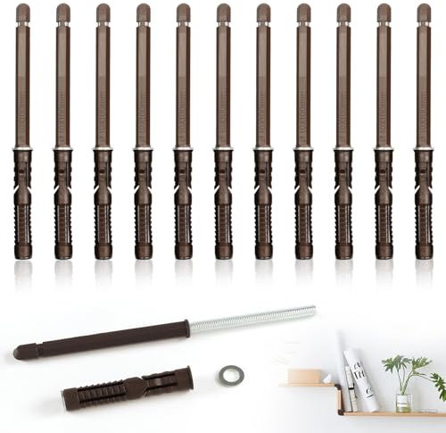 12 Stück Tablarträger, Verzinkt Regalhalterung Unsichtbar Braun Regalträger Wandhalterung für Schwebende Bücherregale Oder Wandregale (10x100mm)