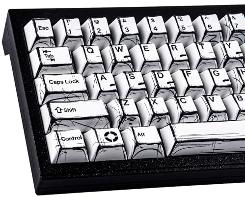 Heykit – Touches PBT – Touches personnalisées à profil Cherry pour clavier mécanique Cherry MX 60 %, 65 %, 75 %, 100 %, 131 touches, thème manga japonais, blanc