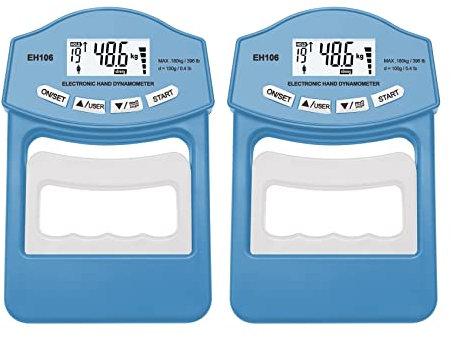 Misuratore di forza digitale, 396Lbs/180Kg Dinamometro digitale a mano Misuratore di forza della presa USB Schermo LCD Hand Grip Dinamometro Tester di forza della presa, Unità N kg lb Oz(2Pcs Blue Me