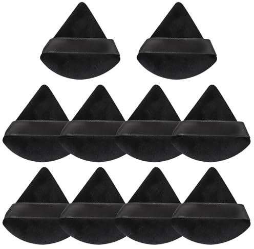 Maxqzin 12 x Puderquasten, dreieckige Puderquaste, Puderquaste, Gesichts-Make-up-Schwämme für Körper, lose Puder, Schönheit, Make-up, Werkzeug, Schwarz