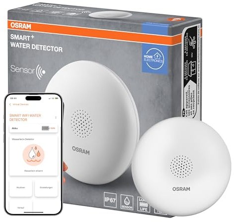 OSRAM SMART+ WiFi Wassermelder, IP20, Kunststoff, 69 mm, weiß | SMART+ WIFI Water Detector, Bewegungsmelder, Weiß, 69 mm dia, 1-Pack