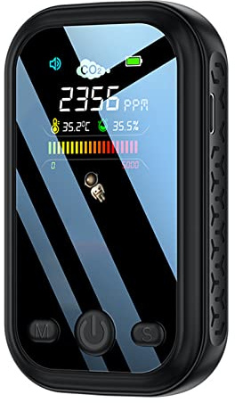 Moniteur de CO2 portable - Capteur de dioxyde de carbone de qualité de l'air - Détecteur d'intérieur pour la maison, les voyages, le camping - Détecteur de dioxyde de carbone portable