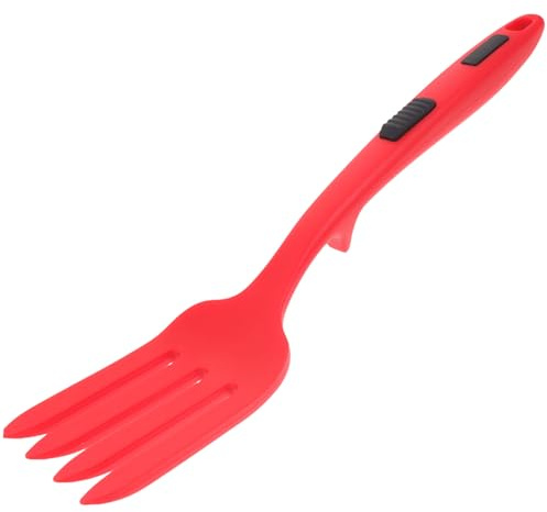 UTHCLO Tenedor De Cocina De Silicona Rojo Intenso, Práctico y Ligero, Mango Ergonómico Antideslizante, Adecuado Para Pasta, Ensalada y Fideos, Utensilio Duradero Para Cocinar Diario