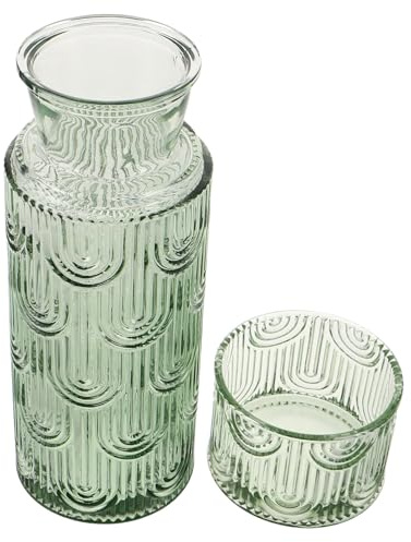 LOLIPPYY Jarra y Vaso de Vidrio para Mesa de Noche Jarra Decorativa para y Agua Botella Transparente Multifuncional para Bebidas Frías Hogar