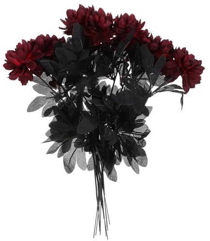 HAMPPLIES 10pcs Deep Red Artificial Dahlia Flowers Bouquet Fade-resistant Fake Floral Arrangement for Wedding Home Office Party Decoration and DIY Crafts