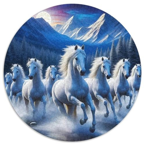 Pferd Rundes 1000 Puzzle Puzzle Rundes Puzzle 3D Hochauflösung Stressabbau-Spielzeug Für Erwachsene Und Kinder Schwieriges Großes 1000pcs (67.5x67.5cm)