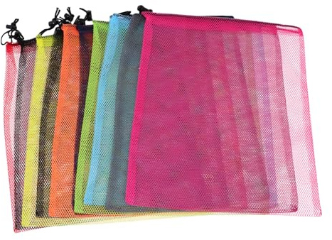 TOYZFRIENDY 10Pcs Reusable Mesh Storage Bags Drawstring Fruit Vegetable Pouches Eco Shopping Net Bags for Kitchen Grocery Home Use Random Color