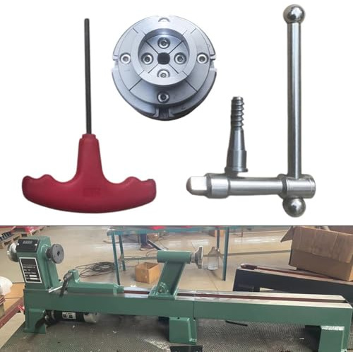 Portabrocas de torno de madera de 2.75 pulgadas, portabrocas de torno de metal autocentrado de 4 mandíbulas para herramientas de torneado de carpintería, mango en forma de T incluido, compatible con