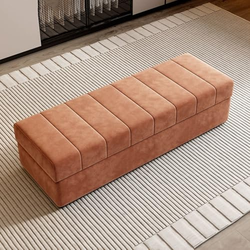 Peach StorageBench - Puf de 120 cm para dormitorio, reposapiés para sala de estar, elegante taburete con compartimento oculto para ropa y mantas