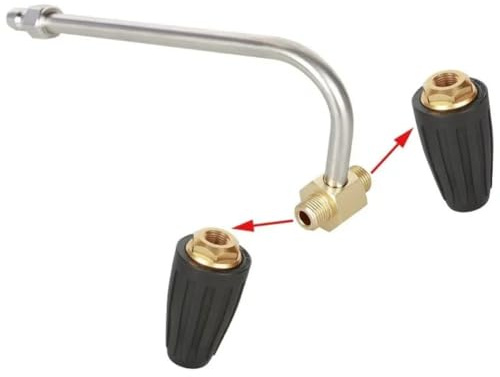 Wodsty Accessoire de nettoyeur de gouttière haute pression avec 2 buses turbo rotatives, construction en laiton de 3 300 psi, connexion rapide de 0,6 cm pour la plupart des extensions de nettoyeur