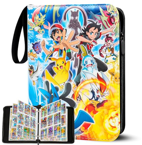 Sammelalbum für Pokemon Karten, 50 Seiten 900 Karten Kapazität Sammelkarten Album Sammelmappe Karten Ordner Heft, Tragbar Wasserdicht PU-Material Sammelkartenalben, Geschenk für Kinder (S900)