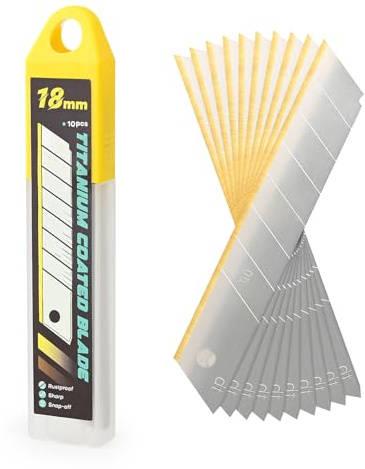 EHDIS 10 pcs Lames en Titane de rechange Cutter, 18mm, Lames sécables pour cutters, Lames de cutter ultra coupantes