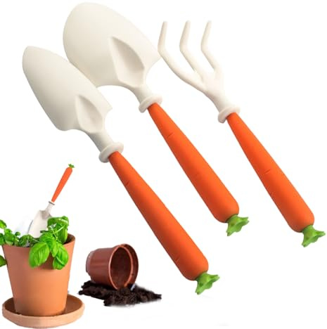 Lunaobrik Outils de Jardin pour , râteau avec poignée de Carotte | Ensemble d'outils de Jardinage - Truelle pour Planter Creuser en pelouse Jardin Parterre de Fleurs pour Jeu en Plein air