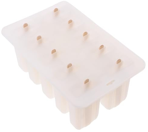 Veemoon Moule à Glace Soi-même 10 Pièces en Silicone Semi-transparent avec 62 Bâtonnets en Bois Assortis pour Crème Glacée Maison Été DIY Couleur Aléatoire