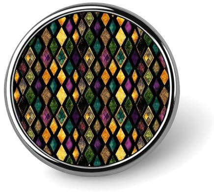Spille per zaini, alla moda, viola, oro, con motivo a diamante, spilla rotonda con stampa a sublimazione, bottoni a sublimazione per cappelli e abbigliamento, spilla a cerchio in metallo, spilla da