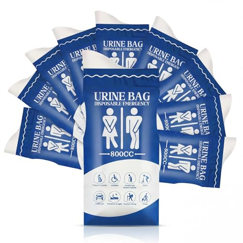 10 PCS Disposable Urine Bags, 800ML Portable Emergency Pee Bags for Men Women, Leakproof Unisex Urinal Bag for Travel, Camping, Road Trips, Traffic Jams, Pregnant, Patients and Kids