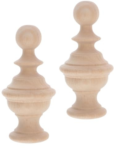 TOYZFRIENDY Massive Holz Kugel Pfostenkappen 6x10cm Unbehandelte Geschnitzte Treppenpfostenaufsätze für Bettgestelle Geländer Zäune Natürliche Holzstruktur Dekorative Wohnakzente