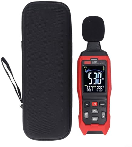 CWOQOCW TA652A Digitales Schallpegelmessgerät mit Z-gewichteten Dezibel, 30–130 dB Reichweite, Handlärmtester für industrielle und ökologische Anwendung, rot