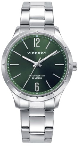 Viceroy Reloj Hombre Elegante para Vestir de Acero Inoxidable - 41 mm - Movimiento de Cuarzo - Bisel Dorado - 401493