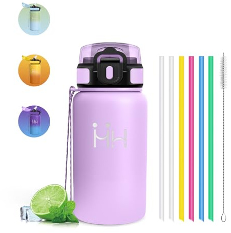 Borraccia Termica - 500 ml - Borraccia Acciaio Inox - Borracia con Cannuccia - Senza Perdite- Borracce Bambini - Mantiene Caldo per 12 Ore/Freddo 24 Ore, Termos per Campeggio, Uffici, Scuole