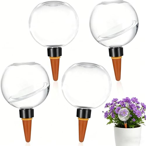 4 Bolas Riego 500ml, Automatizado Cerámica, Plantas Interior/Balcón/Jardín, Sistema Autoriego Macetas