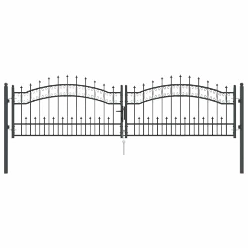 Zauntor Mit Speer-Top Stahl 305 Cm Grau