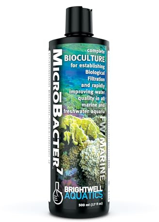 Brightwell Aquatics MicroBacter7 Complete Bioculture for Fish Tank or Aquarium - Populates Biological Filter Media for Saltwater and Freshwater Fish - Aquarium Water Treatments, 16.9 fl oz