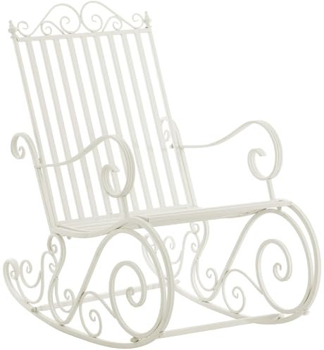 CLP Schaukelstuhl Smilla im Landhausstil I Garten-Schwingstuhl aus Eisen, Farbe:weiß