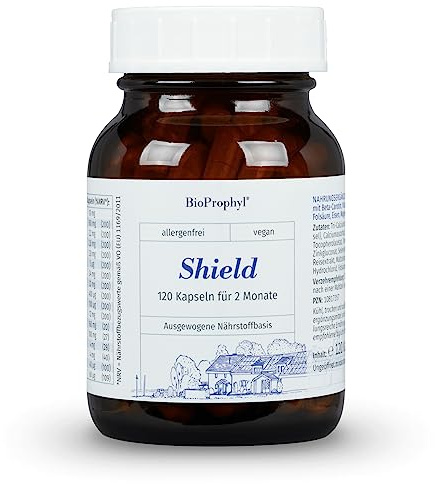 BioProphyl® Shield - Vitamine, Mineralstoffe und Spurenelemente - Die sichere Basisversorgung - mit Zink, Vitamin C und Vitamin B1, B2 für Immunsystem und normale Haut - 120 pflanzl. Kapseln