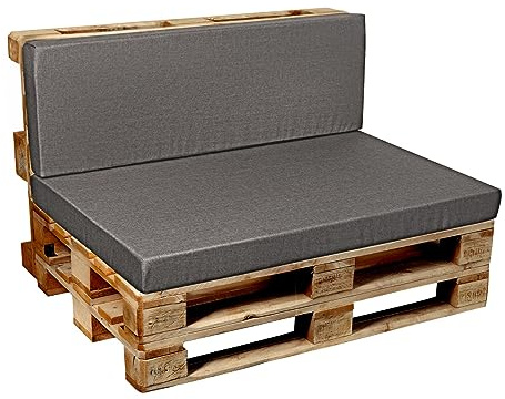 Garden Factory Palettenkissen Palettenauflagen Palettenpolster Sitzkissen, Rückenlehne oder Set, Glatt V2 (Sitzkissen Glatt 120x80, Grau)