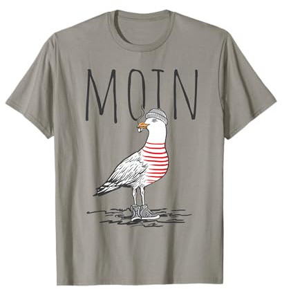 Moin Digga Spruch I Möwe Vogel See Meer Segeln T-Shirt