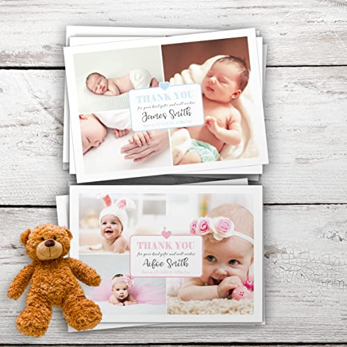 Baby Thank You Cards, Personalised, Birth Announcement, Girl or Boy Thank You Cards (Design 10)