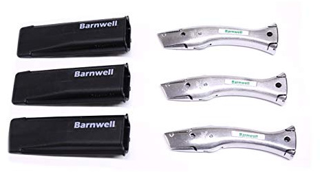 Barnwell Pack of 3 Silver Dolphin Delphin Carpet Fitters Work Trimming Fixed Knives Knife and Holster NO Blades