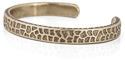 Akitsune Terra Armreif | Gehämmert Antik Armschmuck Frauen Herren Edelstahl Armband Rustikal - Messing 65mm