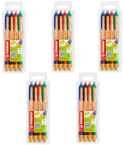 STABILO - Druck-Kugelschreiber - pointball | 5x 4er Pack, blau, schwarz, rot, grün