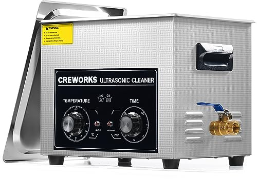 CREWORKS 240W Ultrasonic Cleaner with Heater and Timer | 10L Industrial Ultrasonic Cavitation Machine | Ultrasound Washing Machine for Professional Jewellery, Watch, Glasses Cleaning, Stainless Steel
