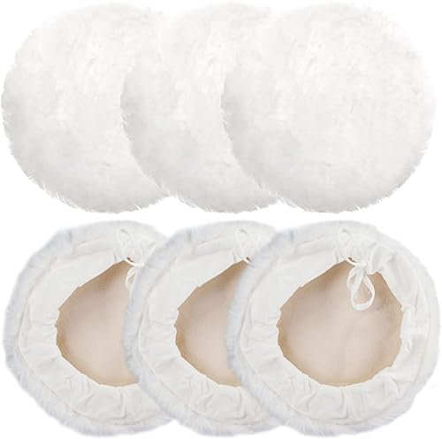 Linkstyle 6 PCS 7in Wool Buffing Pads, Polishing Bonnet, Soft, Drawstring Design, Washable & Reusable, Easy to Use, Ideal for Car, Furniture, Glass & More