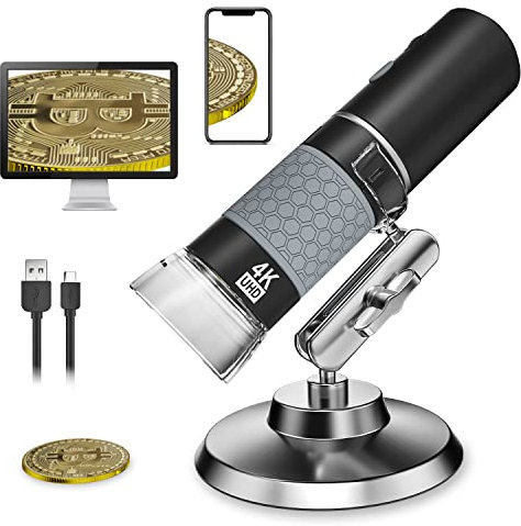 Bysameyee 4K 3840x2160P Wireless Digital Mikroskop, Handheld HD USB Mikroskop Inspektionskamera Endoskop 40x-1000x Vergrößerung, Kompatibel mit iPhone iPad Android Phone Tablet Windows Mac PC