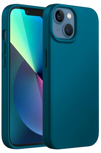 JETech Silikon Hülle für iPhone 13 mini, Blaugrün | Seidig Weiches Gefühl, Stoßschutz, Kratzfest, Mikrofaser-Innenfutter