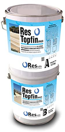 RES VERNICE, PITTURA PER CEMENTO PAVIMENTI E PARETI, INTERNI / ESTERNI TOP FIN - POLIURETANICA ALL'ACQUA A+B 3 KG /3,5 KG COLORATO (TRASPARENTE OPACO)