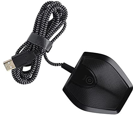 Limouyin USB-Mikrofon für Computer, Touch-Taste mit Rauschunterdrückung USB-Aufzeichnungsempfänger mit Zwei Kondensatoren für Videounterricht Im Konferenzraum Spiel-Webcast (Schwarz)