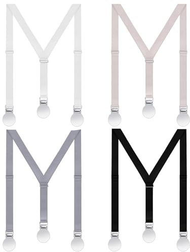Sintege 4 Pcs Thin Y Women Suspenders 1 1/2 Ladies Hidden Suspenders for Pants Under Clothes Jeans Undergarment(1/2 Inch)