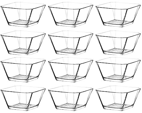 CLEARFEE Lot de 12 bols en verre | Empilables | 12 bols à dessert de 300 ml | Saladiers en verre | Bol décoratif