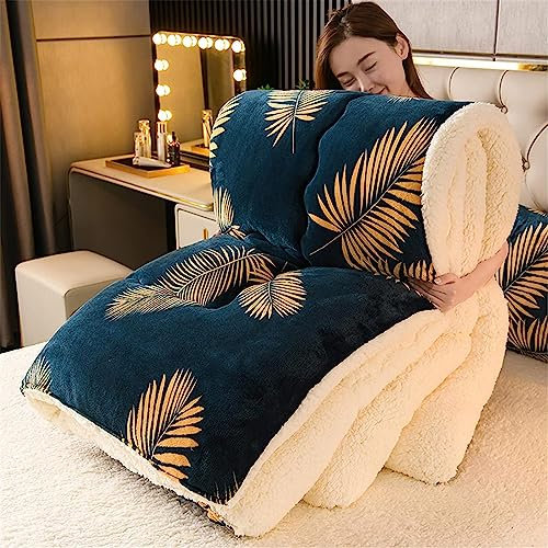 DEZYPZAM Couette en Velours de Laine d'agneau en Coton, Épaisse et Chaude Cachemire Édredon, Anti-poussière et Anti-Allergique Au Printemps Hiver et Automne (Marine,150x200cm (1.75kg))