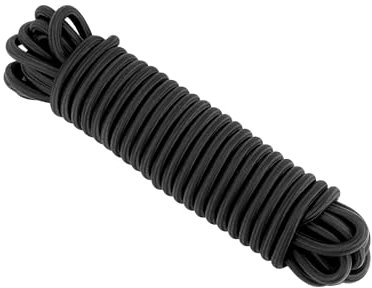 QWORK® Corda elastico nero - 8 mm x 10 m - per il fissaggio del carico, le attività all'aperto e il fai da te