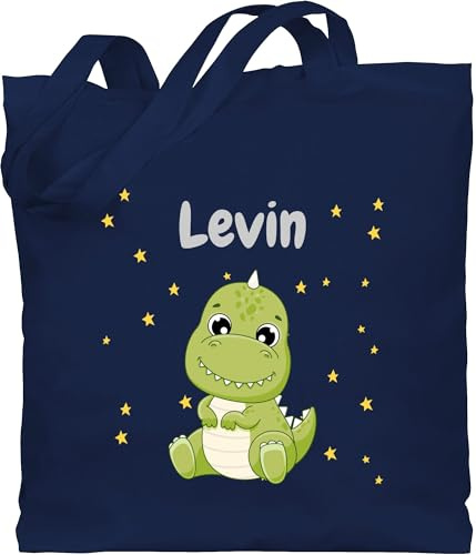 Geschenk mit Namen personalisiert by Shirtracer - Baumwolltasche - Süßer Dino Dinosaurier Dinosaurus Dinomotiv