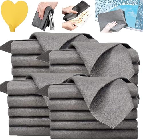 Donubiiu Aquaglide Tücher,Serenosole Aquaglide Tücher,Verdicktes magisches Reinigungstuch,Thickened Magic Cleaning Cloth,Mikrofaser Reinigungstuch zum Abstauben von Küchen,Glas,Autos (Grau-20 Stück)