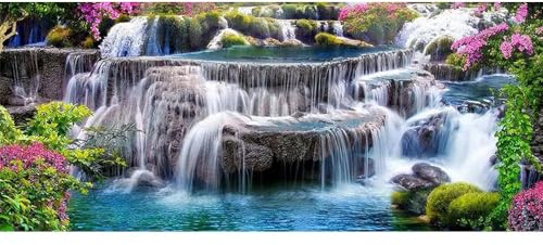 DCIDBEI Diamond Painting Wasserfall Zen Steine Landschaft 110x50 cm | Stickbilder Erwachsene Wasserfall Diamond Painting Landschaften Natur Diamant Painting Bilder Landschaften Blumen Wald