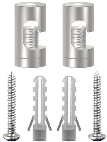 OASHISU 2 Stück Aluminiumlegierung Aufputz-Kabelhalter für Lampe, Silber | Zweiteilige Wand- und Deckenpins für Textilkabel Deckenbefestigung Affenschaukel DIY mit Schrauben und Dübeln