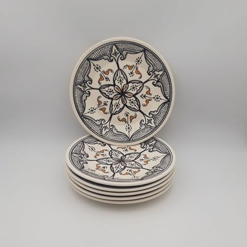 Lot de 6 assiettes plates Marocain noir - D 24 cm